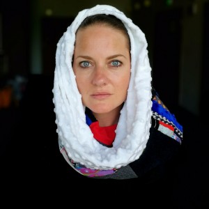 komin patchworkowy na podszewce miękki, miły