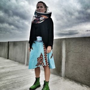 komin patchworkowy na podszewce miękki, miły