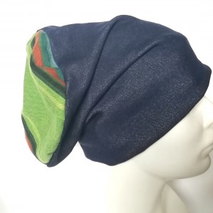 czapka damska etno boho folk  granatowa