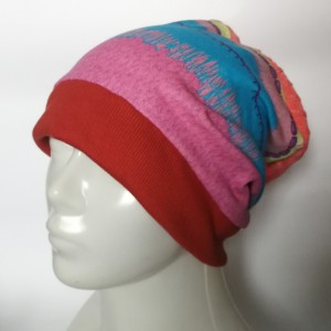 czapka damska szyta patchworkowo smerfetka