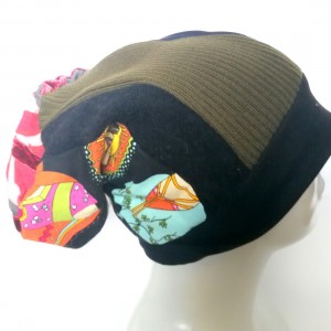 czapka damska szyta patchworkowo smerfetka