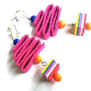 Klipsy boho wiszące etno tęczowe