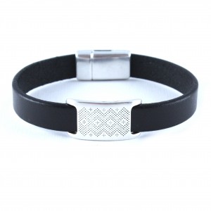 Bransoletka skórzana z delikatnym ornamentem