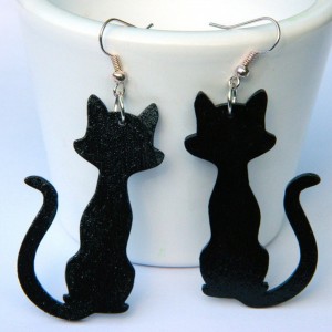 Kolczyki koty, czarny kot na szczęście, biżuteria z motywem kota, Kotki, Prezent z kotem, kolczyki z kotami, dla kociary