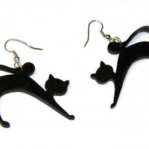 Kolczyki kotki, biżuteria z kotem, prezent dla kociary, Czarne kolczyki, Biżuteria dla wiedźmy na Halloween, kolczyki z kotami, kot, kotki