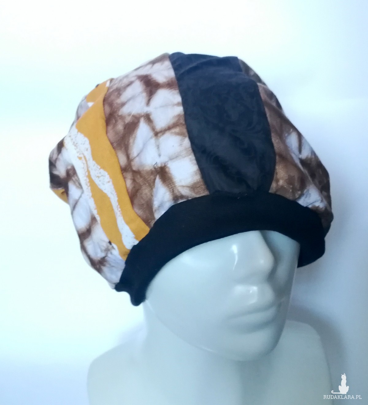 czapka damska patchworkowa na podszewce