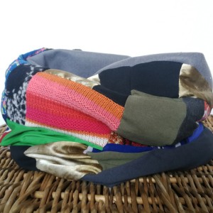 komin patchworkowy na podszewce miękki, miły