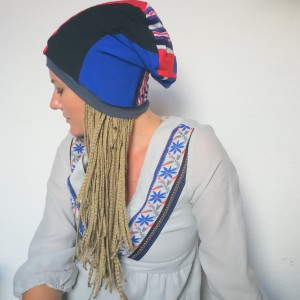 czapka damska  smerfetka szyta patchworkowo