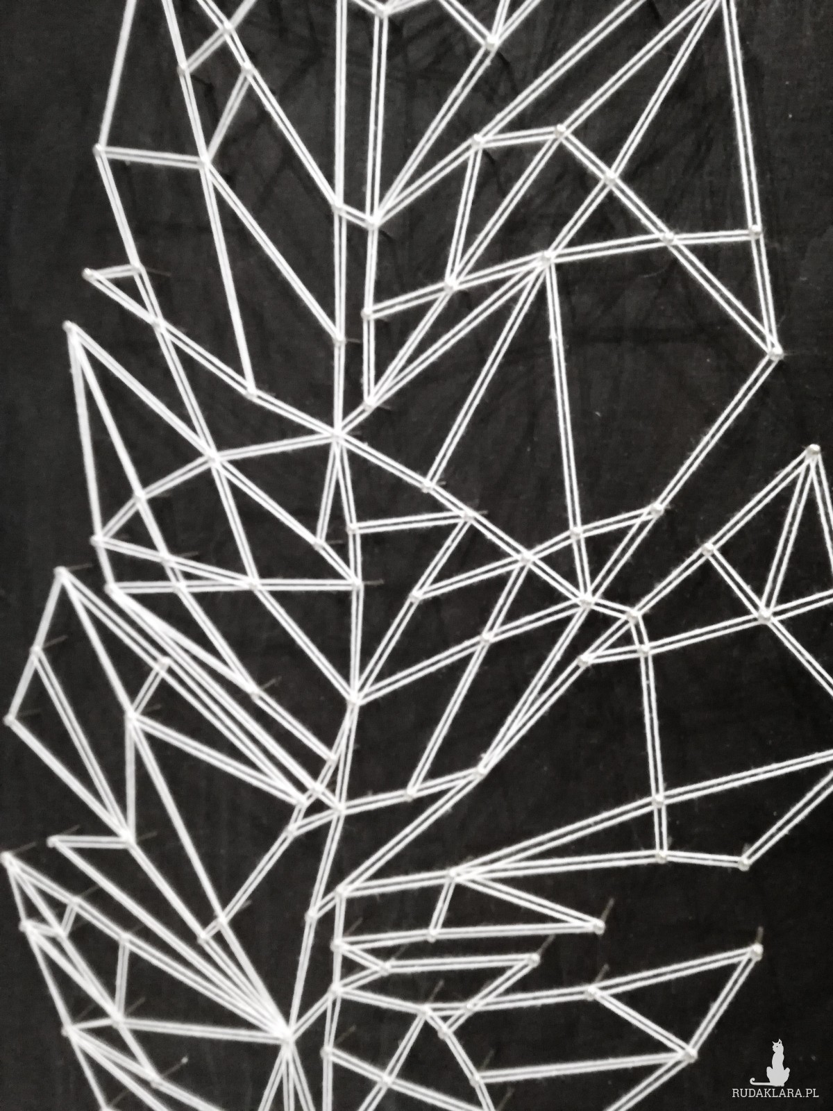 Geometryczny obraz string art piórko