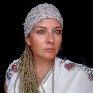 opaska damska podwójna niebieska   handmade