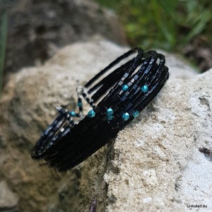 Bransoletka Czarne Hex z Turkusikiem Szklanym