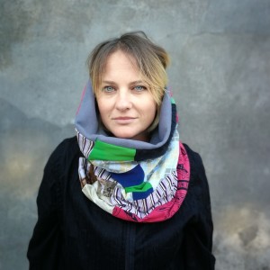 komin patchworkowy na podszewce miękki, miły