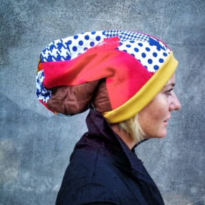 czapka patchworkowa na podszewce damska wiosenna- jesienna