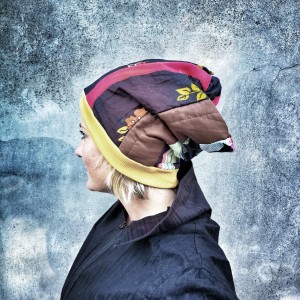 czapka patchworkowa na podszewce damska wiosenna- jesienna
