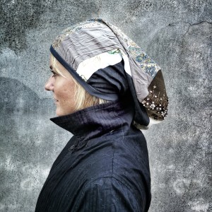 czapka patchworkowa na podszewce damska wiosenna- jesienna