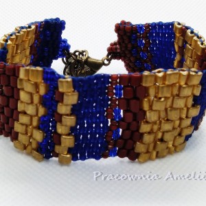 kolorowe paski granat z terakotą beading