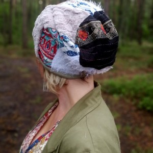 czapka damska patchworkowa smerfetka