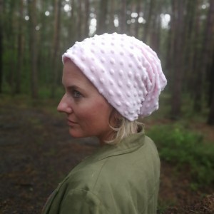 czapka damska patchworkowa smerfetka