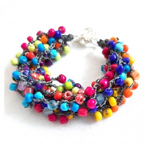 4382 tęczowa kolorowa bransoletka szkło