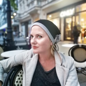 czapka damska patchworkowa smerfetka