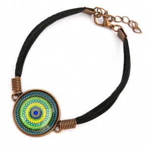 BRANSOLETKA SZCZĘŚCIA z motywem MANDALI orient boho folk etno medytacja MANDALA DOBRYCH MYŚLI na prezent