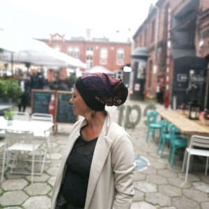 czapka damska patchworkowa smerfetka