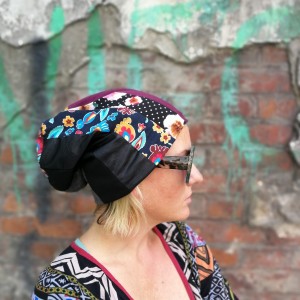 czapka damska patchworkowa smerfetka