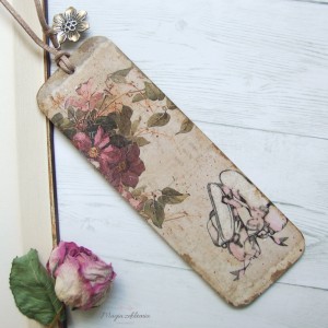 Zakładka do książki Vintage - kwiaty, baletnica
