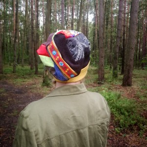 czapka damska patchworkowa smerfetka