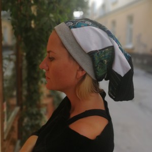 czapka damska patchworkowa smerfetka