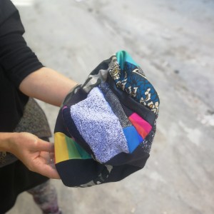 czapka damska patchworkowa smerfetka