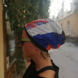 czapka damska patchworkowa smerfetka