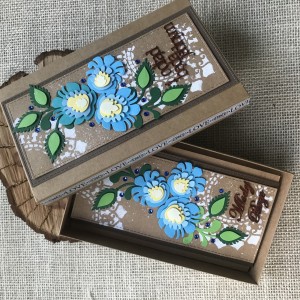 011 Folkowy komplet ślubny kartka w pudełku