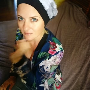 czapka damska patchworkowa smerfetka