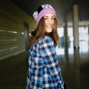 czapka damska patchworkowa smerfetka