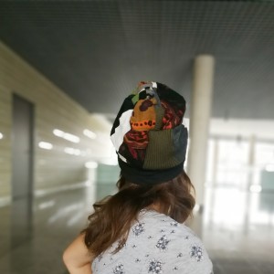 czapka damska patchworkowa smerfetka