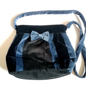 torba aksamitna granatowo czarna