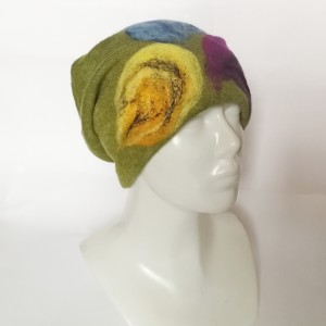 czapka wełniana zielona handmade zimowa