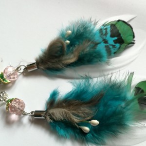 Klipsy długie wiszące pióra