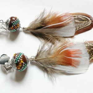 Klipsy długie wiszące pióra