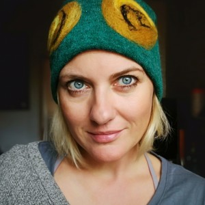 czapka wełniana turkus/zielen  handmade zimowa