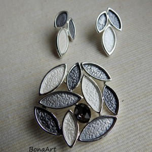 Kolczyki sztyfty i zawieszka "Malowane listki"