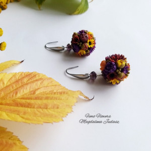 Jesienne kolczyki kwieciste kule