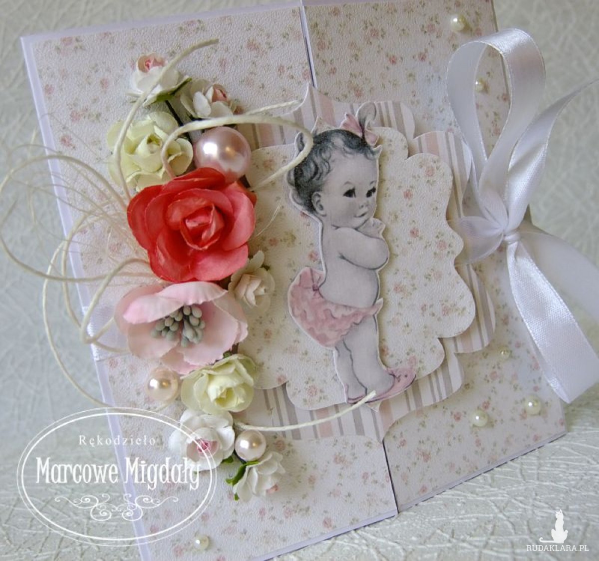Kartka brama na roczek lub chrzest dla dziewczynki