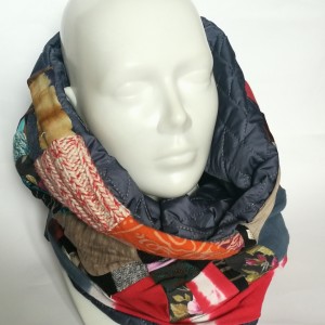 komin patchworkowy na podszewce miękki, miły z wizerunkiem frida kahlo