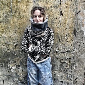 komin patchworkowy na podszewce