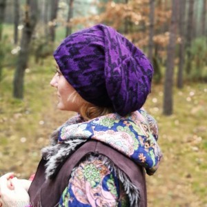 czapka damska męska fioletowa