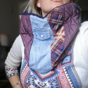 komin patchworkowy na podszewce