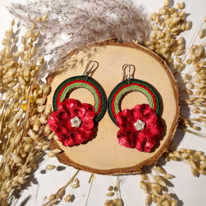 Ivy - kolczyki sutasz koła z kwiatem