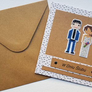 Haftowana kartka ślubna